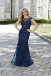 Mgny Madeline Gardner New York 72702 Long Formal Dress In Blue