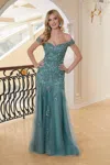 Mgny Madeline Gardner New York 72724 Long Formal Dress In Blue