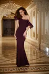 Mgny Madeline Gardner New York 72809 Long Formal Ruffle Sleeve Evening Gown In Burgundy