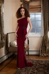 Mgny Madeline Gardner New York 72824 Long Fitted Formal Evening Gown In Burgundy