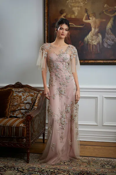 Mgny Madeline Gardner New York 72837 Long Mother Of Bride Beaded Formal Dress In Pink
