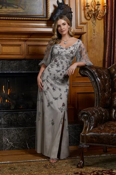 Mgny Madeline Gardner New York 72844 Long Mother Of The Bride Formal Dress In Gray