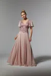 Mgny Madeline Gardner New York 72908 Beaded Mother Of The Bride Long Formal Gown In Pink