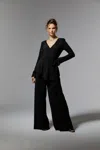 Mgny Madeline Gardner New York 72911 Long Sleeve Formal Beaded Pant Suit In Black