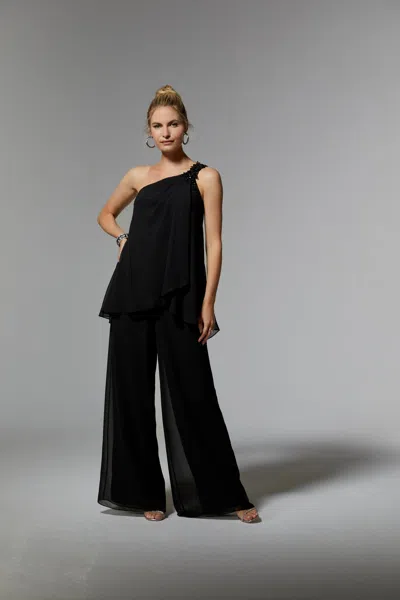 Mgny Madeline Gardner New York 72912 Long Formal Beaded Pant Suit In Black