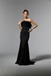 Mgny Madeline Gardner New York 72923 Long Formal Feathered Dress In Black