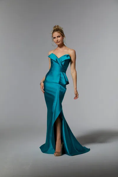 Mgny Madeline Gardner New York 72927 Long Formal Fitted Evening Gown In Blue