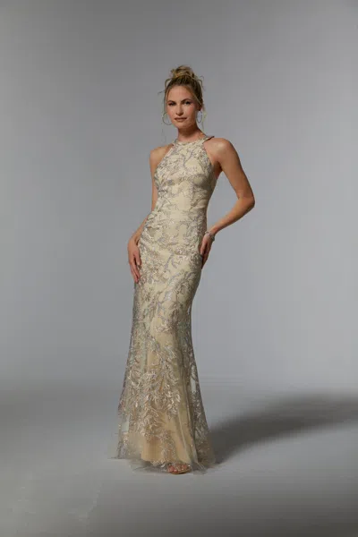 Mgny Madeline Gardner New York 72939 Long Formal Beaded Evening Gown In Gold