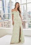 Mgny Madeline Gardner New York 73103 Long Formal Beaded Evening Dress In Green