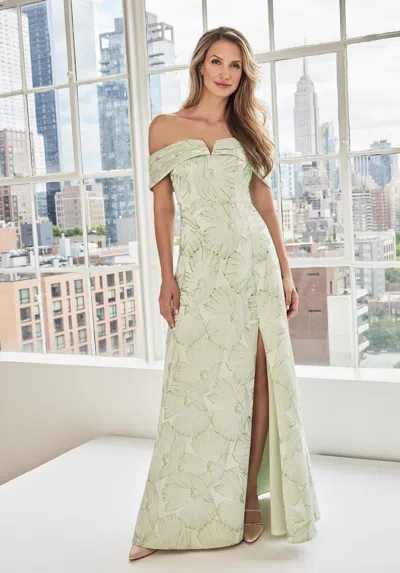 Mgny Madeline Gardner New York 73103 Long Formal Beaded Evening Dress In Green