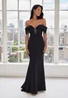 Mgny Madeline Gardner New York 73106 Fitted Long Formal Evening Dress In Black