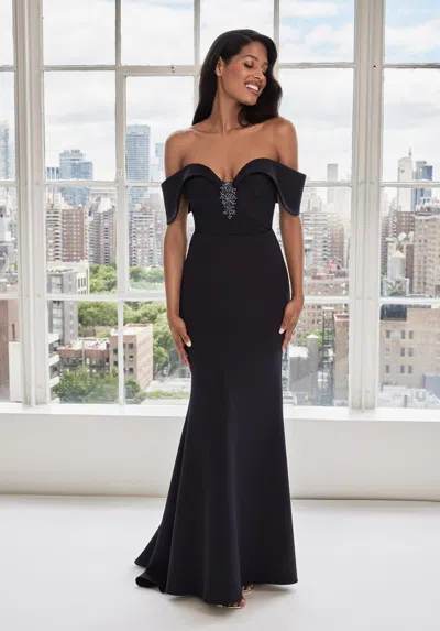 Mgny Madeline Gardner New York 73106 Fitted Long Formal Evening Dress In Black
