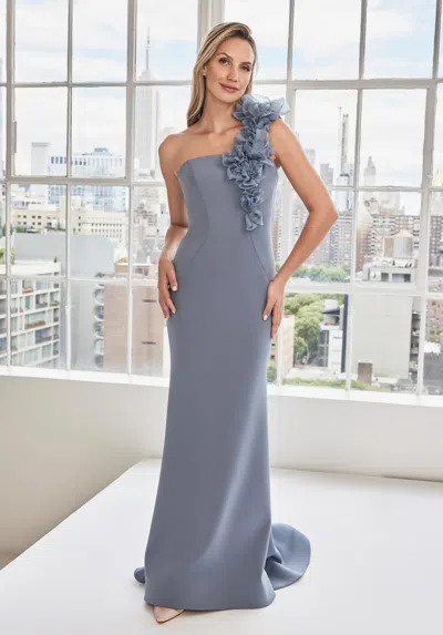 Mgny Madeline Gardner New York 73108 Fitted Long Formal Evening Dress In Gray