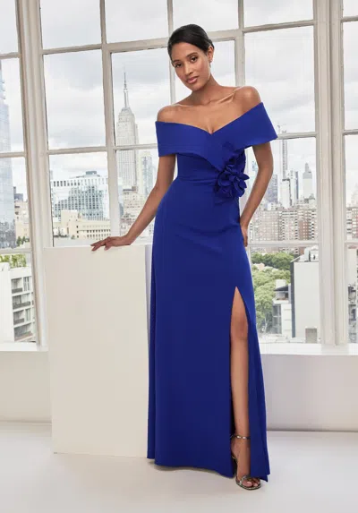Mgny Madeline Gardner New York 73116 A Line Long Formal Evening Dress In Blue