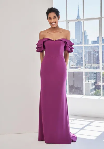 Mgny Madeline Gardner New York 73123 Fitted Formal Evening Long Dress In Purple