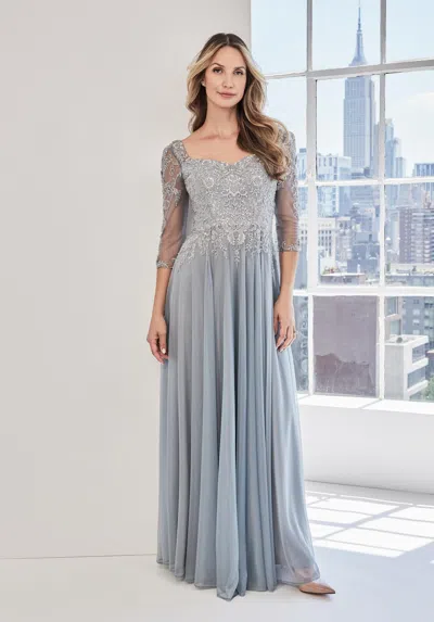 Mgny Madeline Gardner New York 73125 A Line Mother Of The Bride Long Formal Dress In Silver