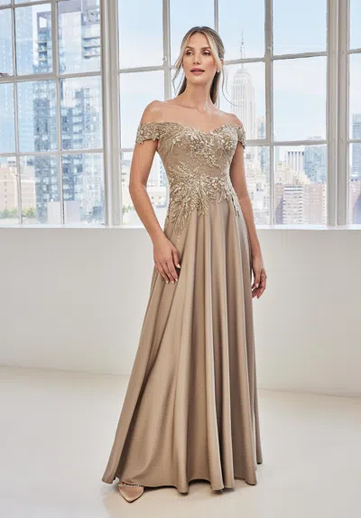 Mgny Madeline Gardner New York 73131 Formal Long A Line Evening Dress In Gold