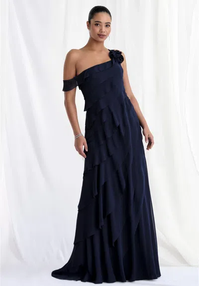 Mgny Madeline Gardner New York 73173 Long A Line Formal Dress In Blue