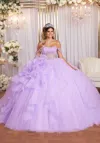 Mgny Madeline Gardner New York 89503 Long Beaded Corset Quinceanera Dress In Purple