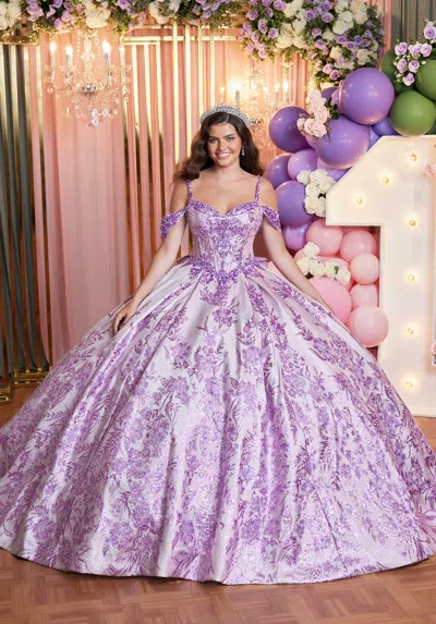 Mgny Madeline Gardner New York 89506 Quinceanera Dress Metallic Long Ball Gown In Purple