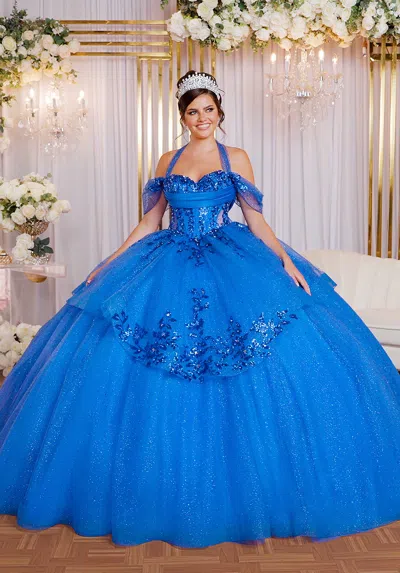 Mgny Madeline Gardner New York 89513 Quinceanera Dress Long Corset Tiered Ball Gown In Blue