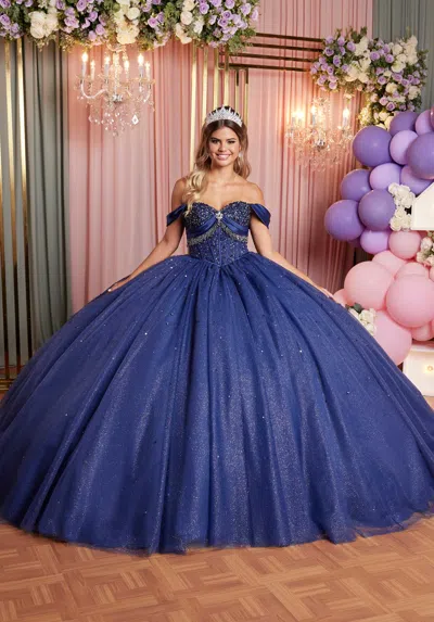 Mgny Madeline Gardner New York 89515 Long Beaded Fringe Quinceanera Dress In Blue