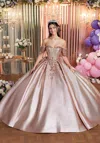 Mgny Madeline Gardner New York 89519 Long Metallic Ball Gown Quinceanera Dress In Pink