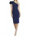 Mgny One Shoulder Short Dress In Navy