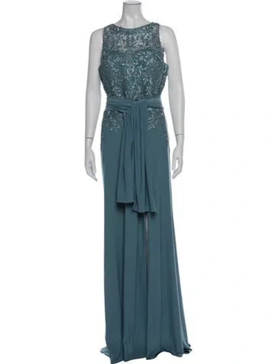 Pre-owned Mgny Patterned Long Dress In Blue