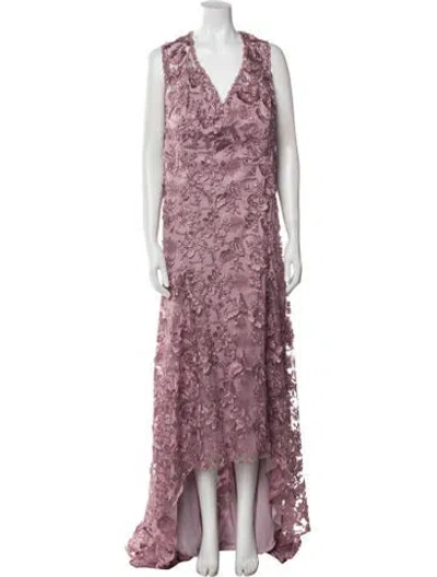 Pre-owned Mgny Patterned Long Dress In Purple