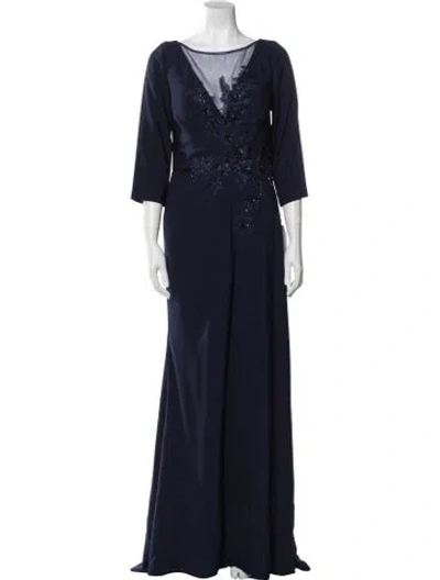 Pre-owned Mgny Scoop Neck Long Dress W/ Tags In Blue