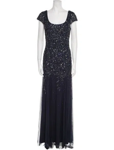 Pre-owned Mgny Scoop Neck Long Dress W/ Tags In Blue