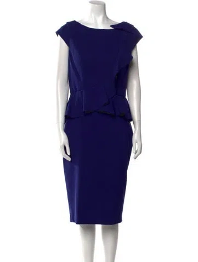 Pre-owned Mgny Scoop Neck Midi Length Dress In Blue