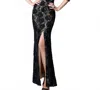 Mgny Sequined Tulle Dress With Sheer 3/4 Sleeves In Black/nude In Multi