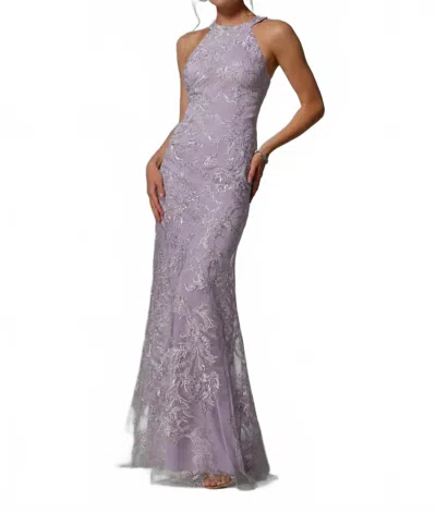 Mgny Sleeveless Halter Neck Evening Dress In Lavender In Purple