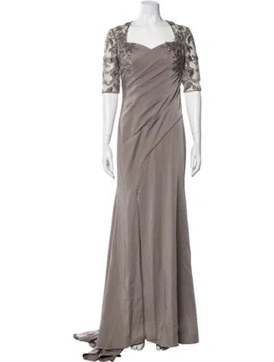 Pre-owned Mgny Square Neckline Long Dress In Gray