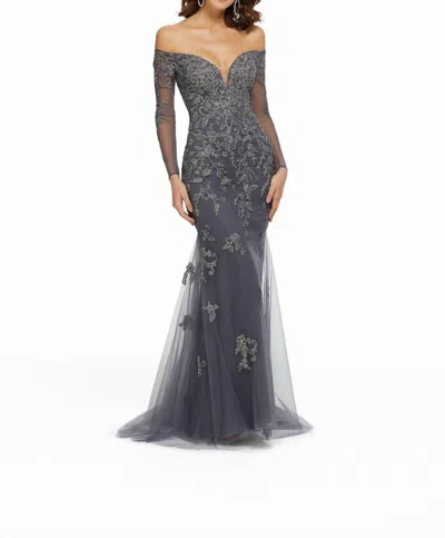 Mgny Trumpet-style Formal Dress In Charcoal In Pink