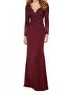 Mgny V-neckline Mermaid Long Dress In Wine In Pink