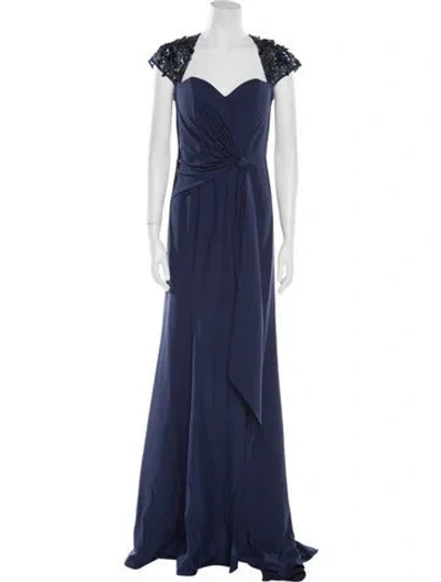 Pre-owned Mgny V-neck Long Dress W/ Tags In Blue