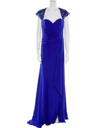 Pre-owned Mgny V-neck Long Dress W/ Tags In Blue