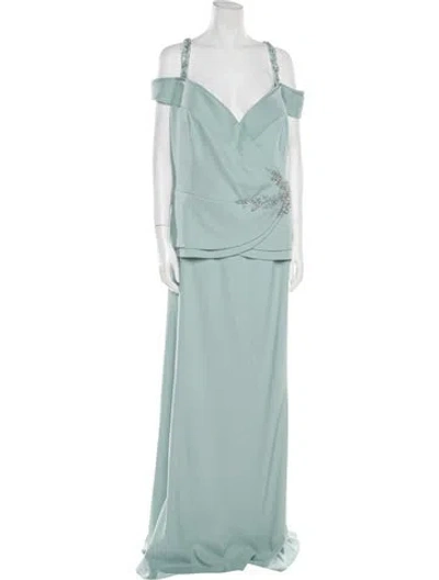 Pre-owned Mgny V-neck Long Dress W/ Tags In Green