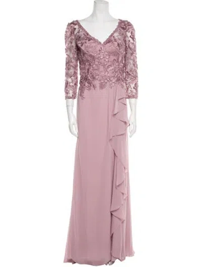 Pre-owned Mgny V-neck Long Dress W/ Tags In Pink