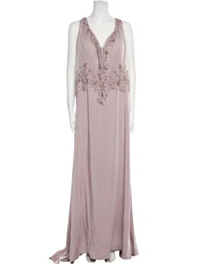 Pre-owned Mgny V-neck Long Dress W/ Tags In Purple