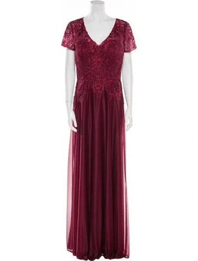 Pre-owned Mgny V-neck Long Dress W/ Tags In Red