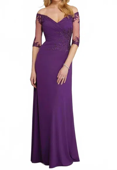 Mgny Wide-neck Soft Stretch Column Gown In Orchid In Pink