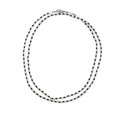 Mhart Men's Black / Silver Black Agate Wrap Necklace In Multi