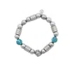 Mhart Men's Green / Silver Turquoise Hematite Bead Bracelet In Multi