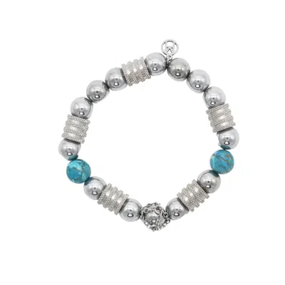 Mhart Men's Green / Silver Turquoise Hematite Bead Bracelet In Multi