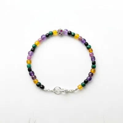 Mhart Men's Rainbow Gemstone Bracelet In Sterling Silver In Multi
