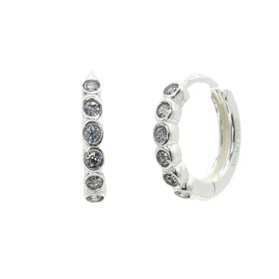 Mhart Men's Silver & Gold Moissanite Huggie Hoops - Silver